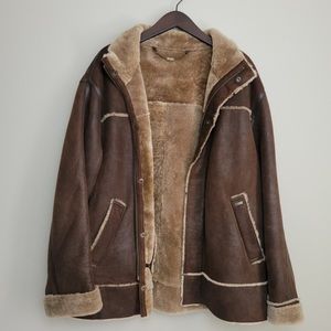 Ted Baker Leather Shearling Size 4 (US - Large) Brown Tan Jacket
